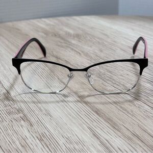 Prada Pink and Silver Metal Rim Eyeglasses